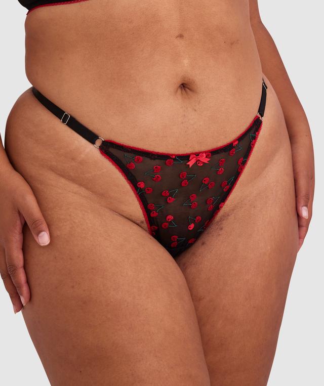 Night Games Cherry Pop Underwire & Mini V Set - Black