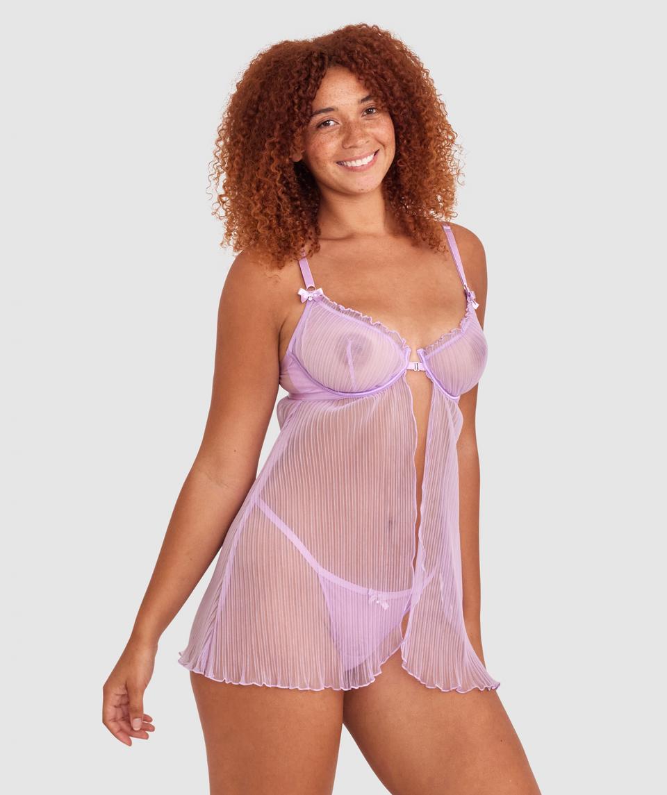 Night Games Com-pleat Me Unlined Babydoll Set - Light Purple
