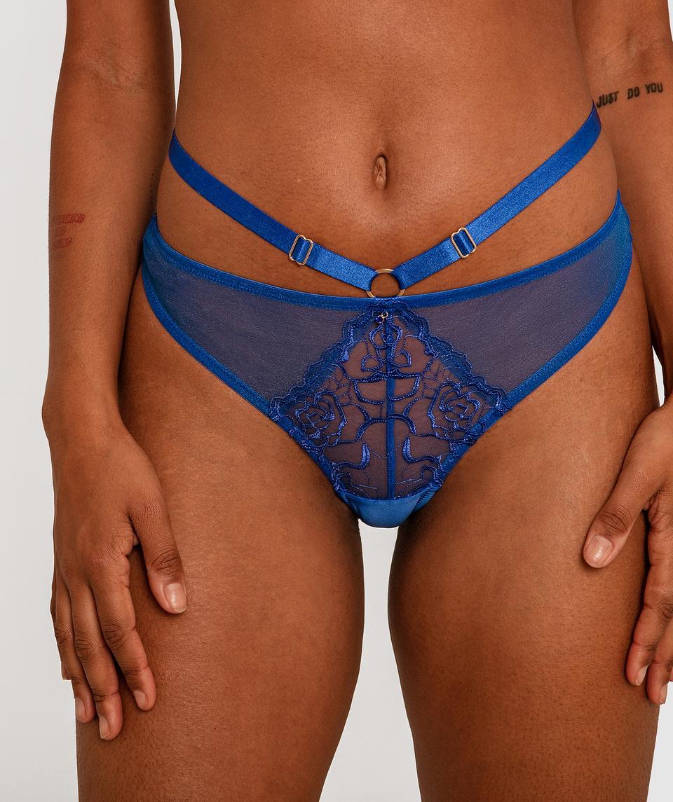 Night Games Curvalicious High Waist V String - Cobalt Blue