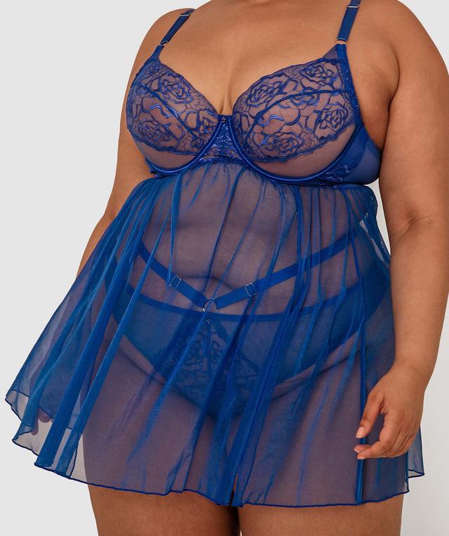 Night Games Curvalicious Underwire Babydoll - Cobalt Blue