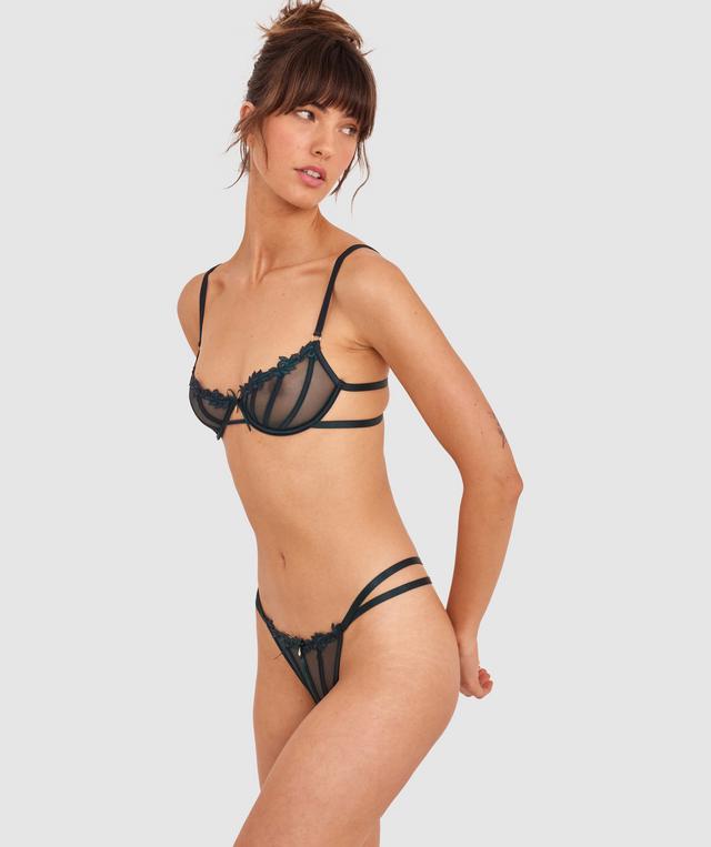 Night Games Desires Soft Cup & String Set - Dark Green