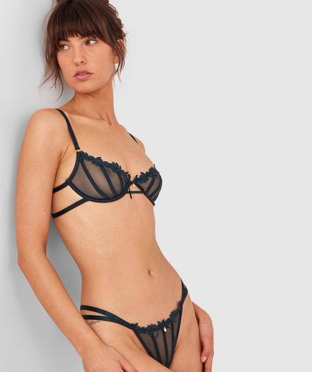 Night Games Desires Soft Cup & String Set - Dark Green