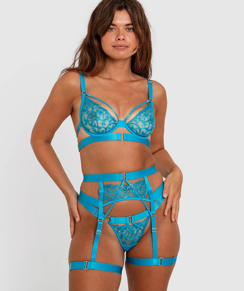Night Games Electra Fling Suspender - Aqua
