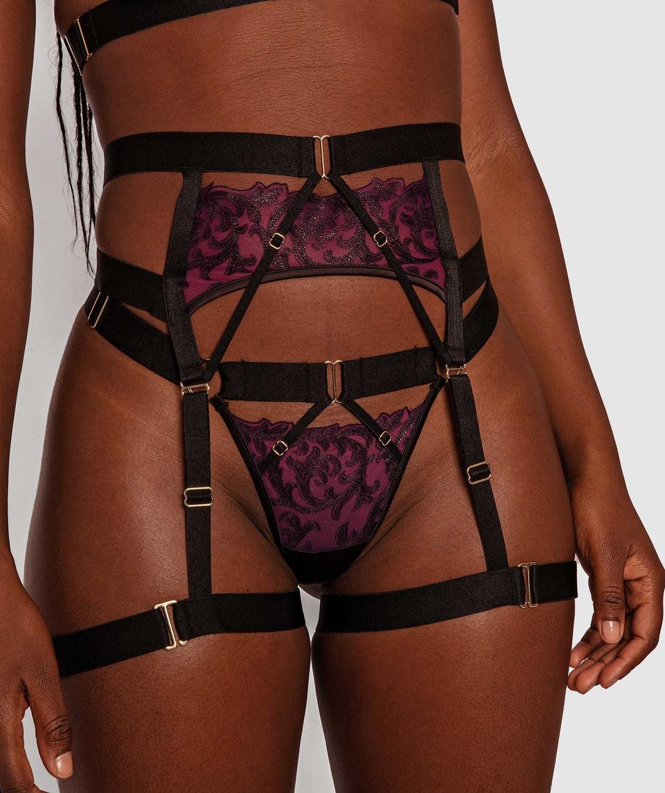 Night Games Electra Fling Suspender - Dark Purple