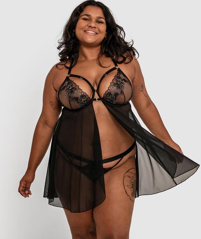 Night Games Empowered Underwire Babydoll - Black