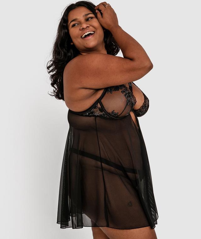 Night Games Empowered Underwire Babydoll - Black
