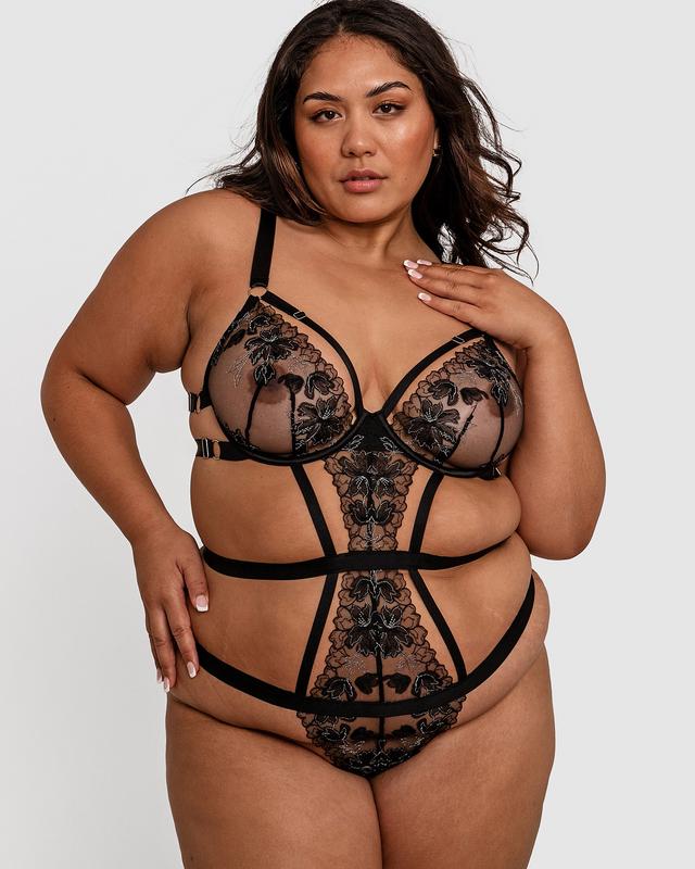Night Games Empowered Underwire Bodysuit - Black