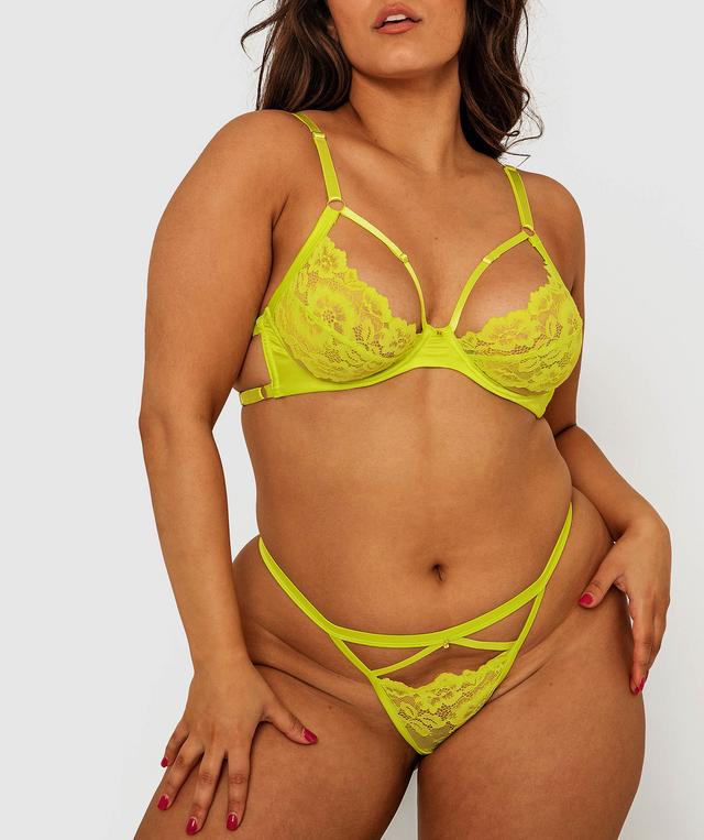 Night Games Entice Underwire & Mini V Set - Acid Lime