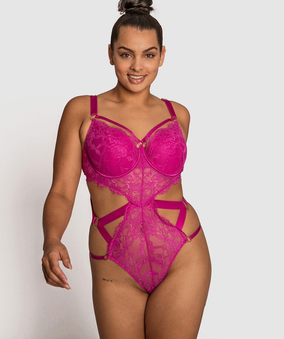 Night Games Feel The Love Sleeveless Bodysuit - Fuchsia Pink