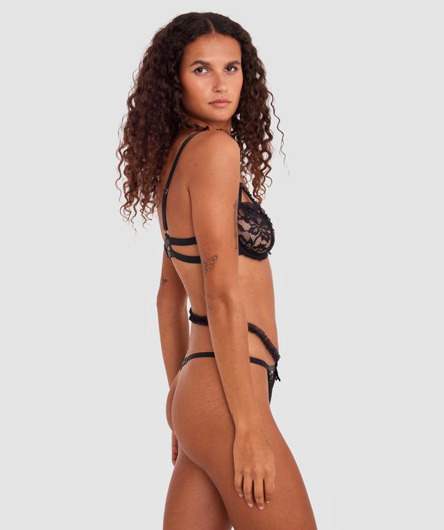 Night Games Forever Yours Underwire & String & Crotchless Set - Black