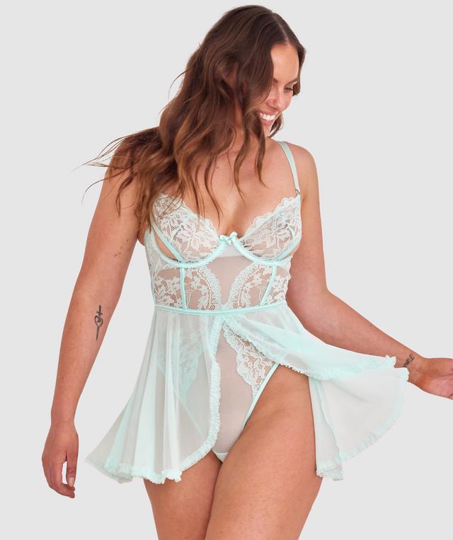 Night Games Forever Yours Unlined Babydoll - Mint Green
