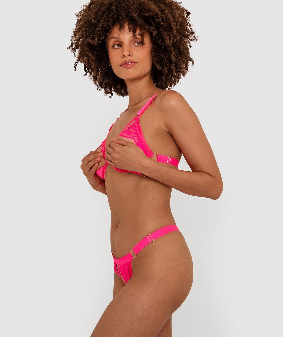 Night Games Good Vibes Cupless & Crotchless Set - Fluro Pink