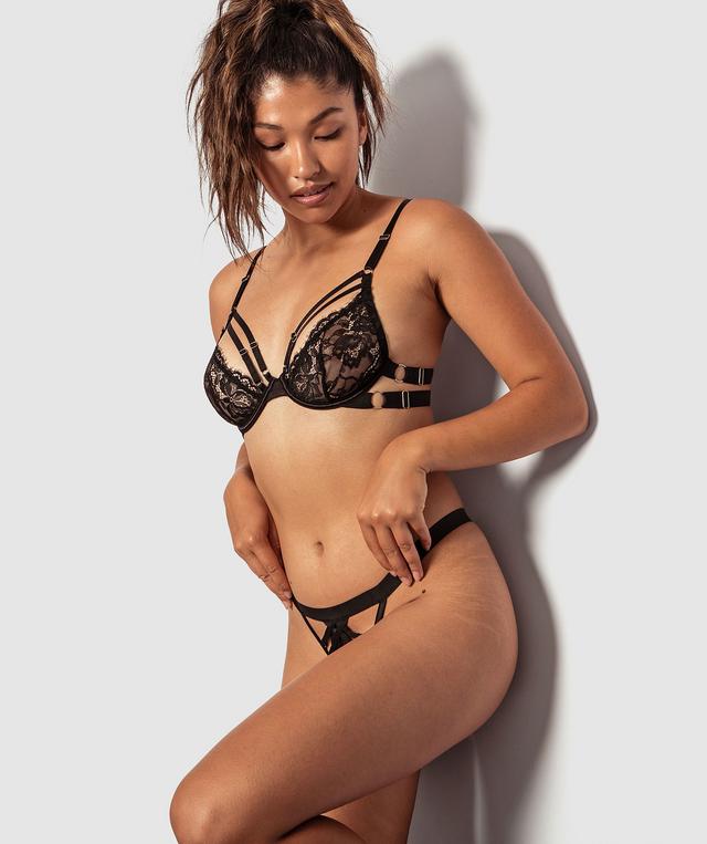 Night Games Good Vibes Soft Cup Bra & Mini V Set - Black