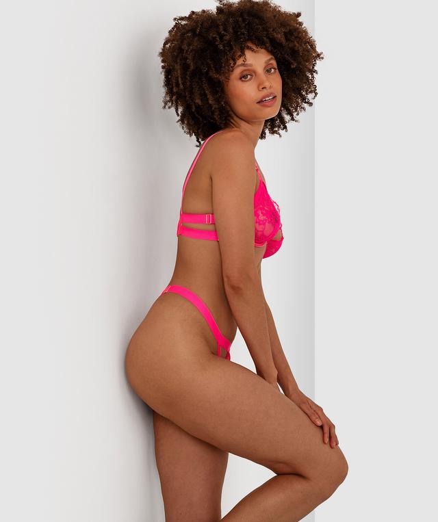 Night Games Good Vibes Underwire & Mini V Set - Fluro Pink
