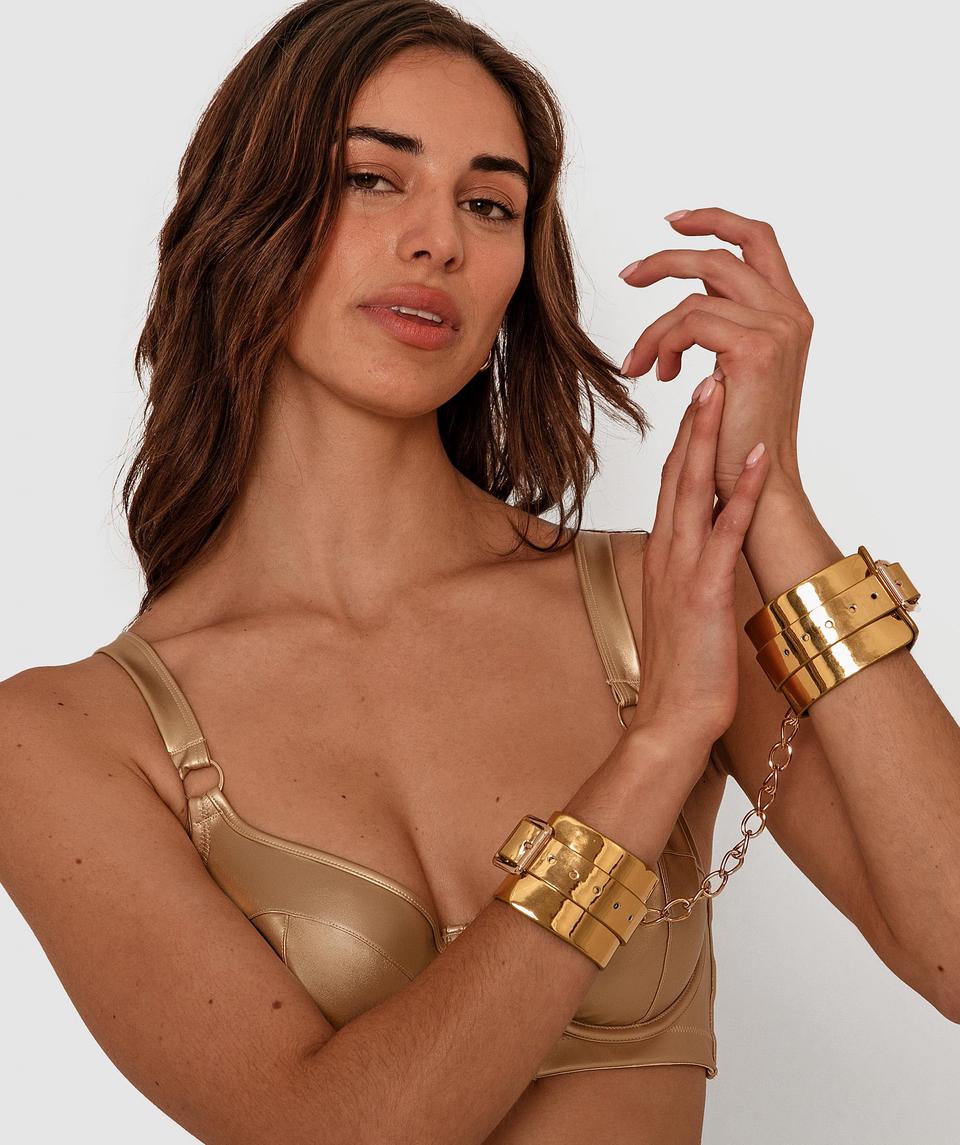 Night Games Hand Cuffs - Gold