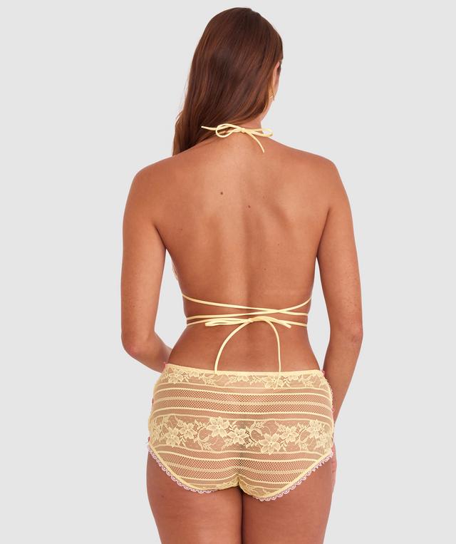 Night Games Juicy Bralette & Shortie Set - Light Yellow/ Light Pink