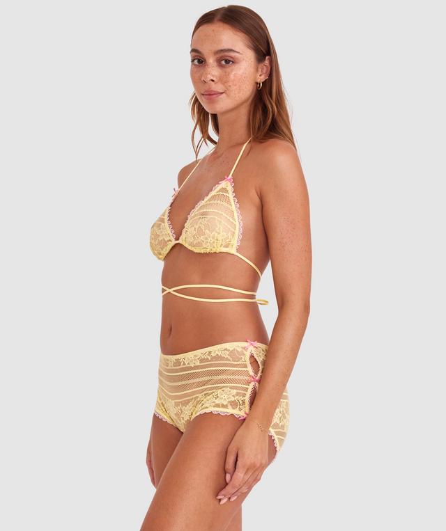 Night Games Juicy Bralette & Shortie Set - Light Yellow/ Light Pink