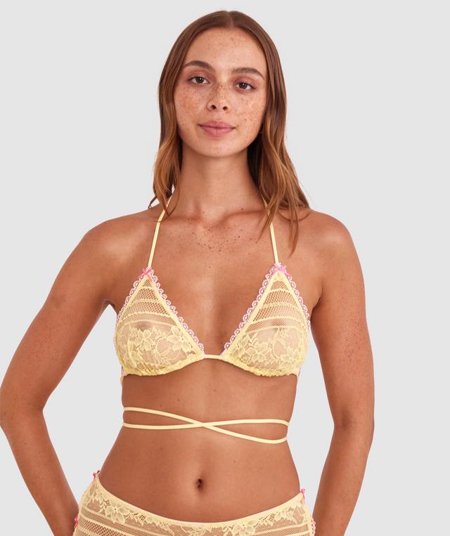 Night Games Juicy Bralette & Shortie Set - Light Yellow/ Light Pink