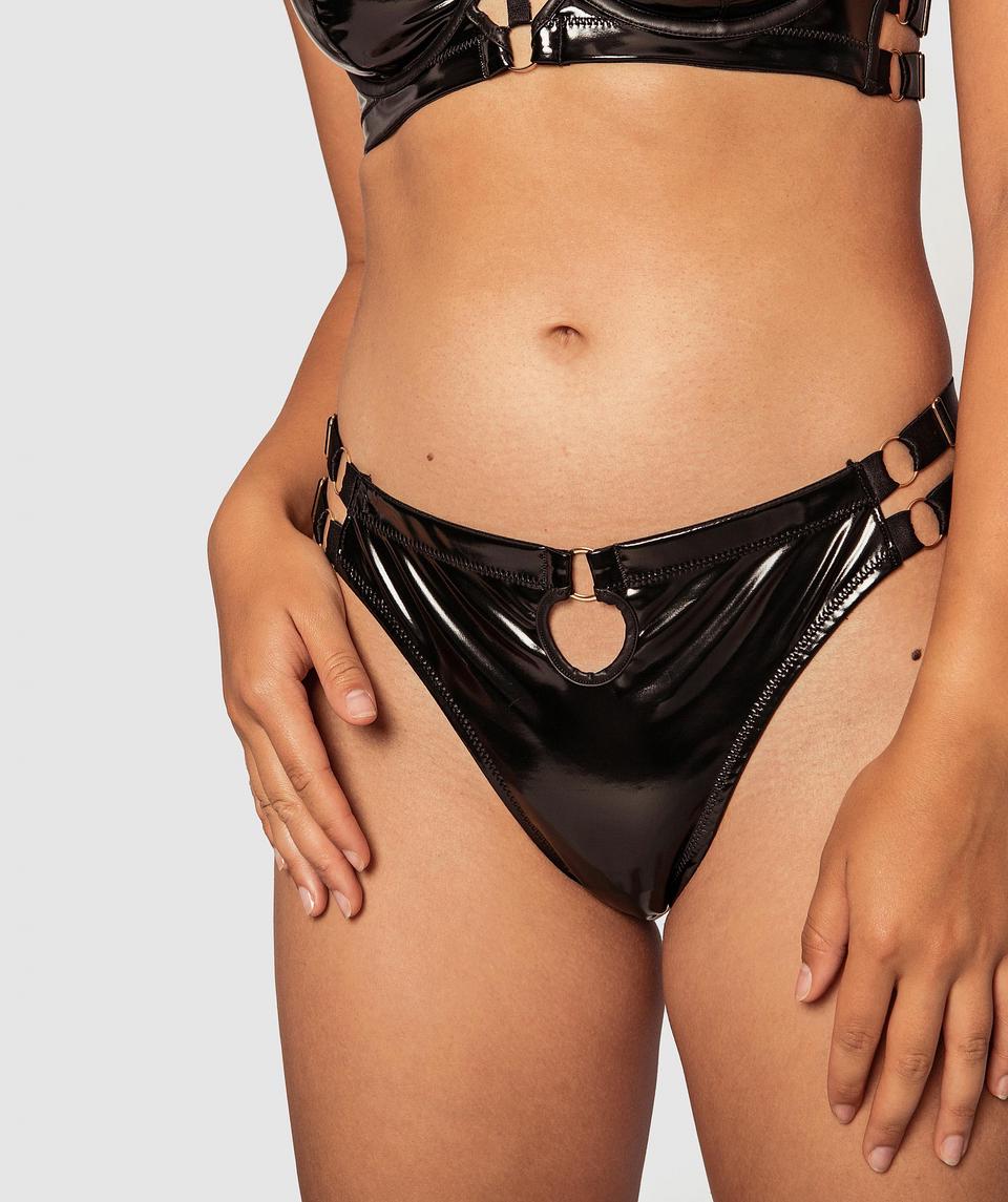 Night Games Liquid Shine High Waist Knicker - Black