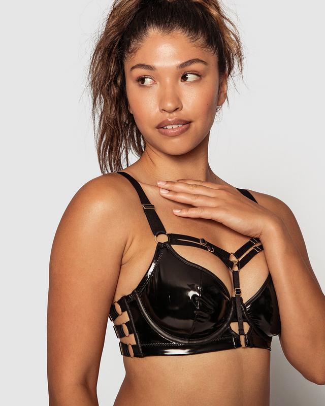 Night Games Liquid Shine Underwire Bra - Black