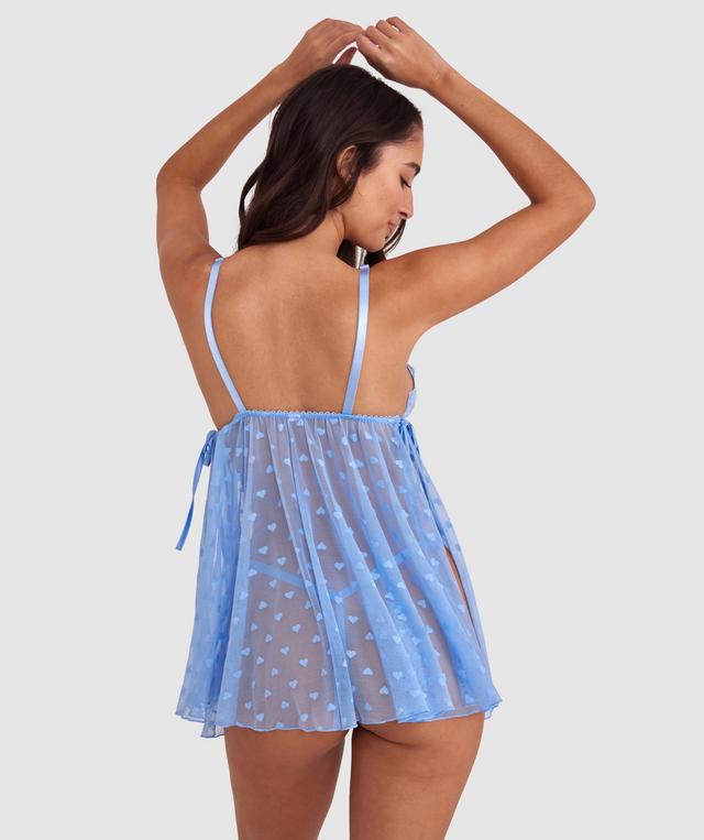 Night Games Love Fool Babydoll Set - Sky Blue