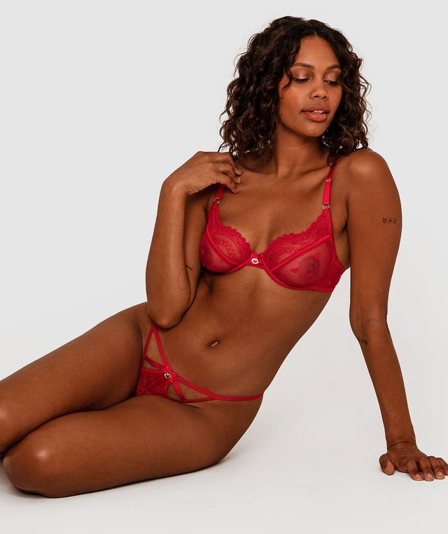 Night Games Love Fool Underwire & Mini V Set - Red