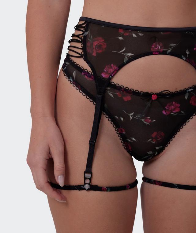 Night Games Lust In Bloom Suspender - Print Floral/Black