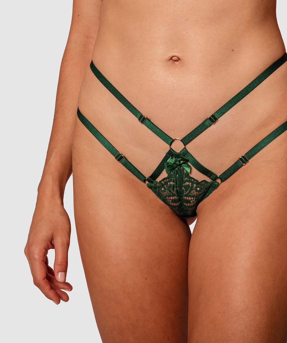 Night Games Lustre Mini V Knicker - Dark Green