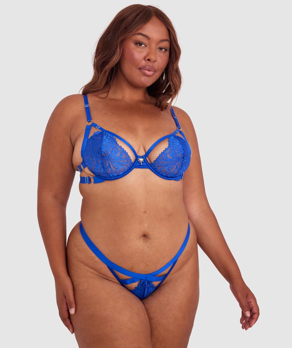 Night Games Malibu Nights Underwire & Mini V Set - Cobalt Blue