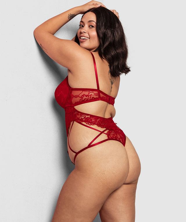 Night Games Mesmerize Push Up Bodysuit - Dark Red
