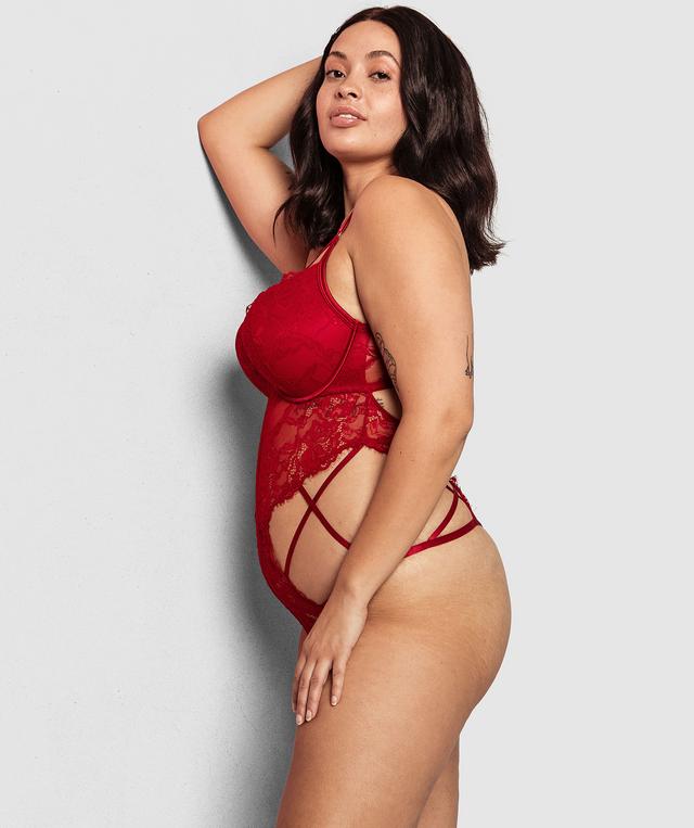 Night Games Mesmerize Push Up Bodysuit - Dark Red