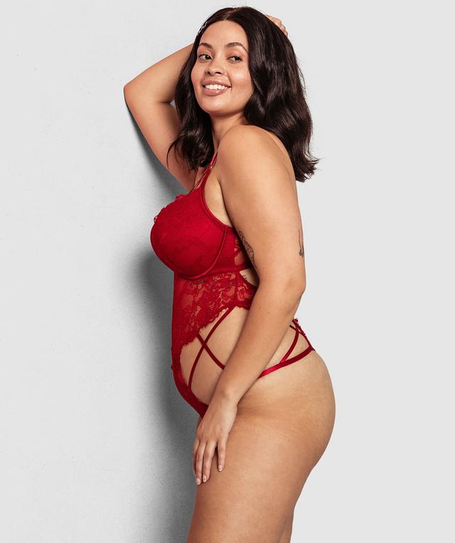 Night Games Mesmerize Push Up Bodysuit - Dark Red