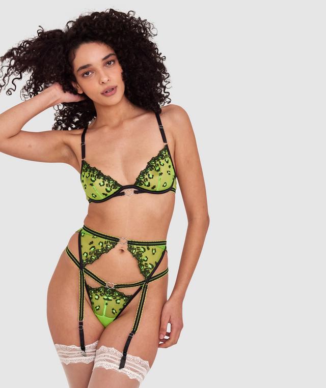 Night Games Neon Hearts Suspender - Chartreuse