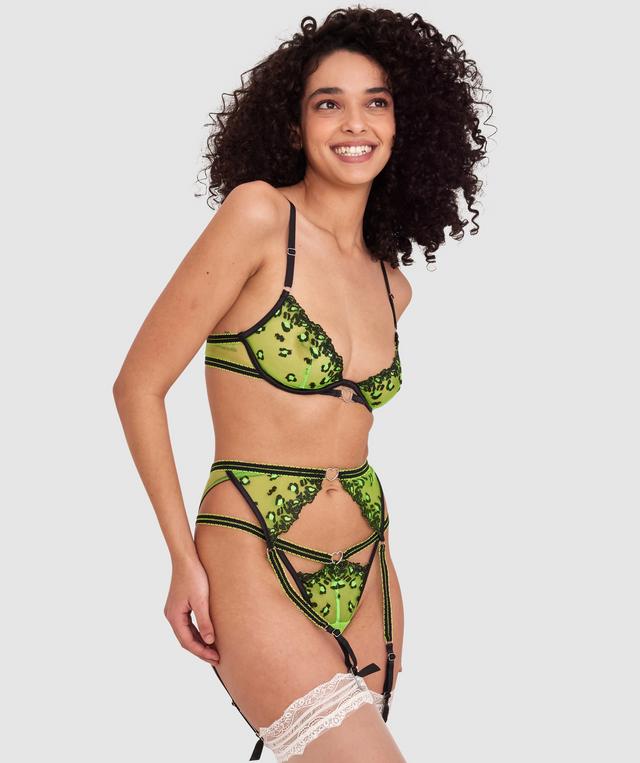 Night Games Neon Hearts Suspender - Chartreuse