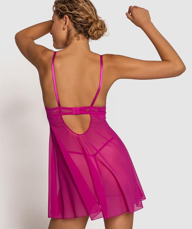 Night Games Nicolette Push Up Babydoll - Fuchsia Pink