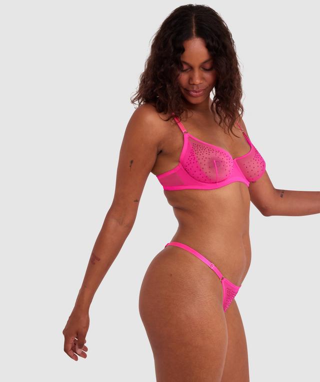 Night Games Night Lights Underwire & Mini V Set - Hot Pink