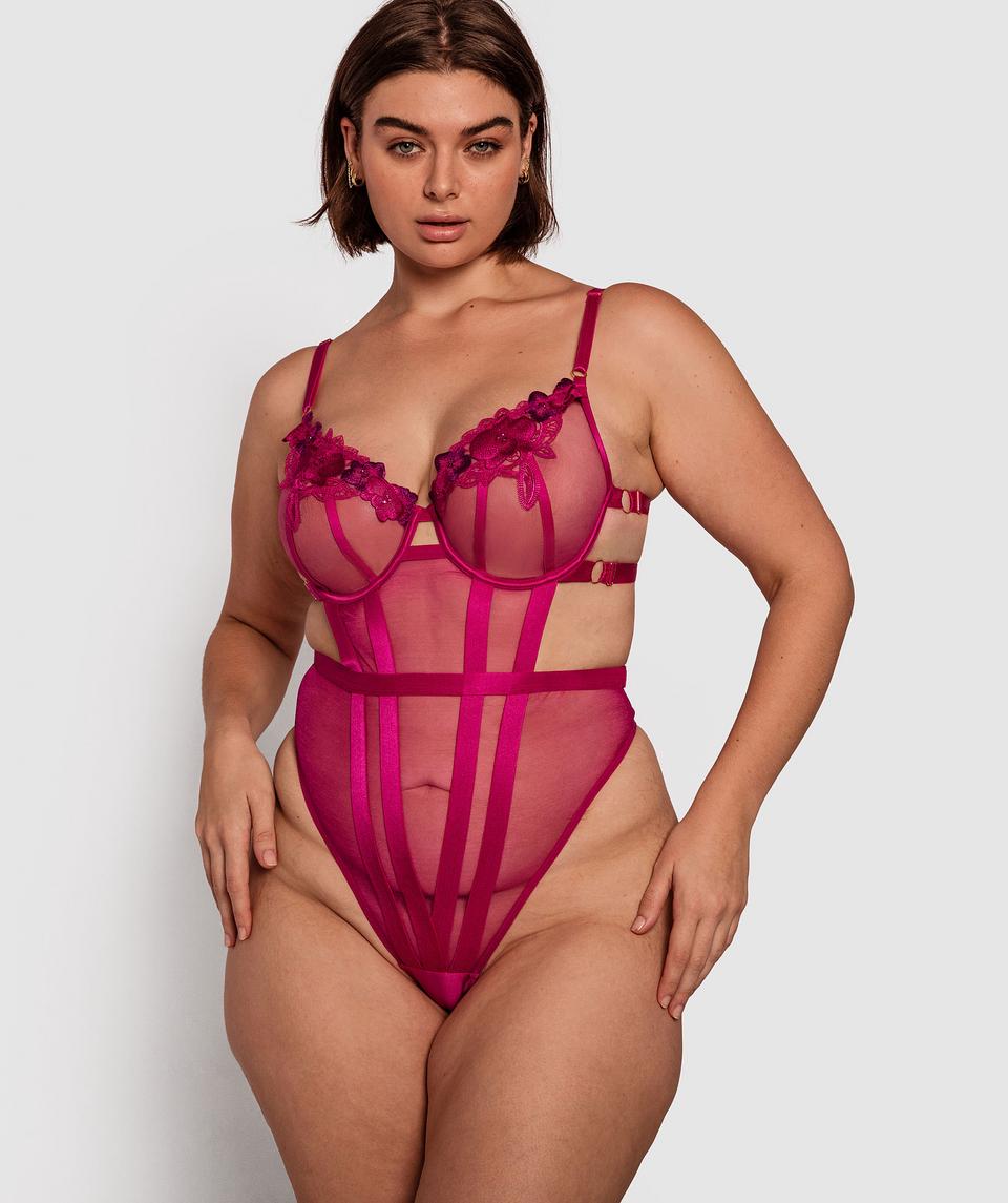Night Games Orchid Bloom Bodysuit - Magenta
