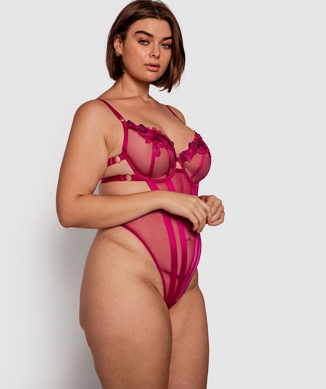 Night Games Orchid Bloom Bodysuit - Magenta