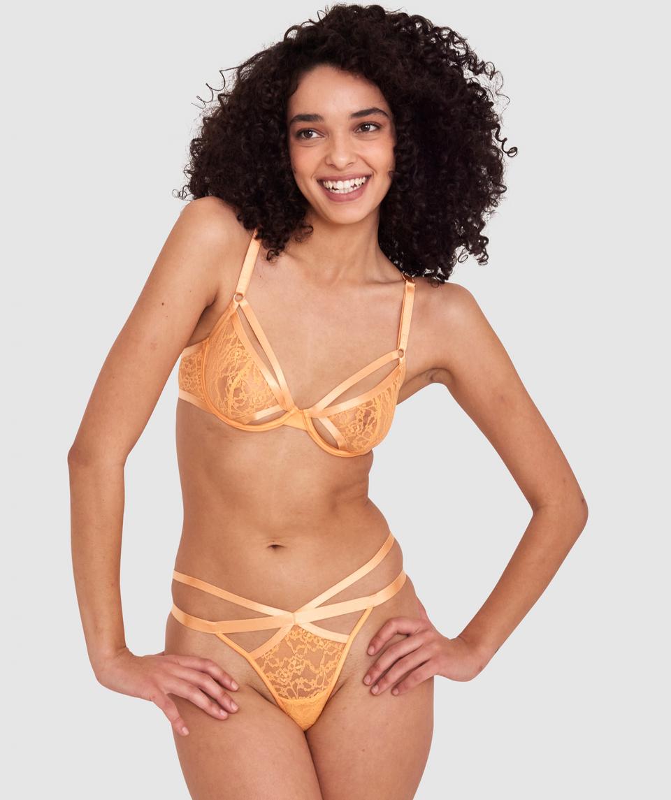 Night Games Peachy Cheeks Underwire & String Set - Orange