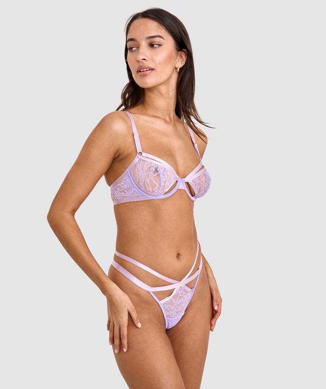 Night Games Peachy Cheeks Underwire & String Set - Purple