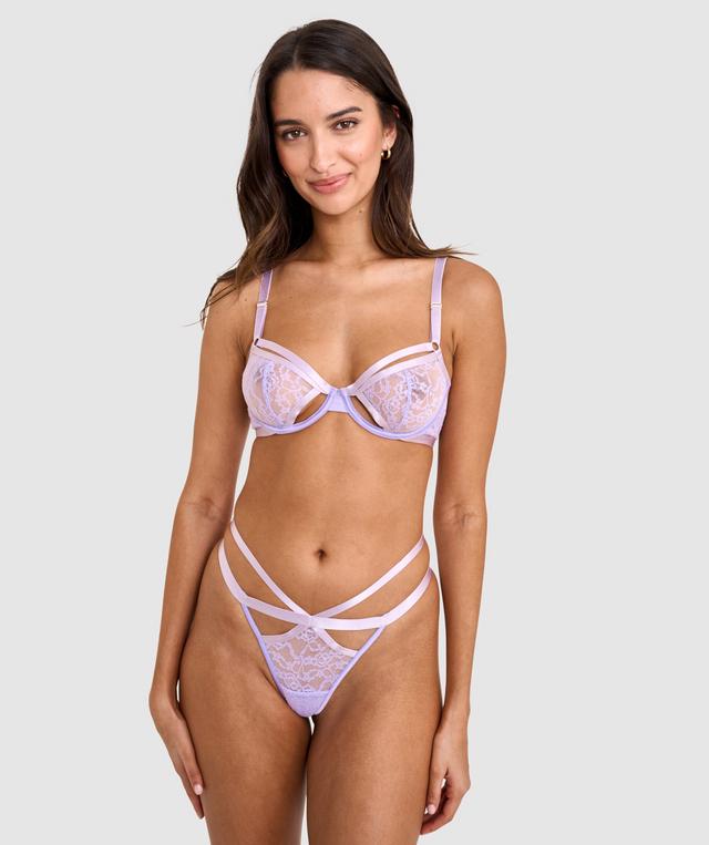 Night Games Peachy Cheeks Underwire & String Set - Purple