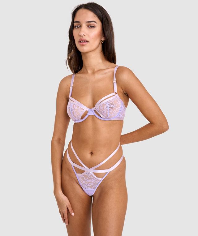 Night Games Peachy Cheeks Underwire & String Set - Purple