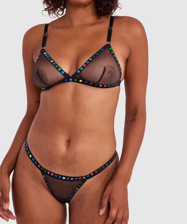 Night Games Rainbow Fever Bralette Set - Black