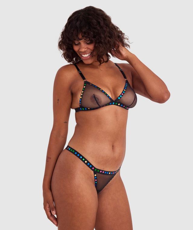 Night Games Rainbow Fever Bralette Set - Black