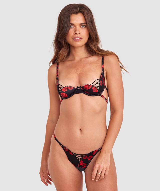 Night Games Rose Among Thorns Unlined Bra - Black