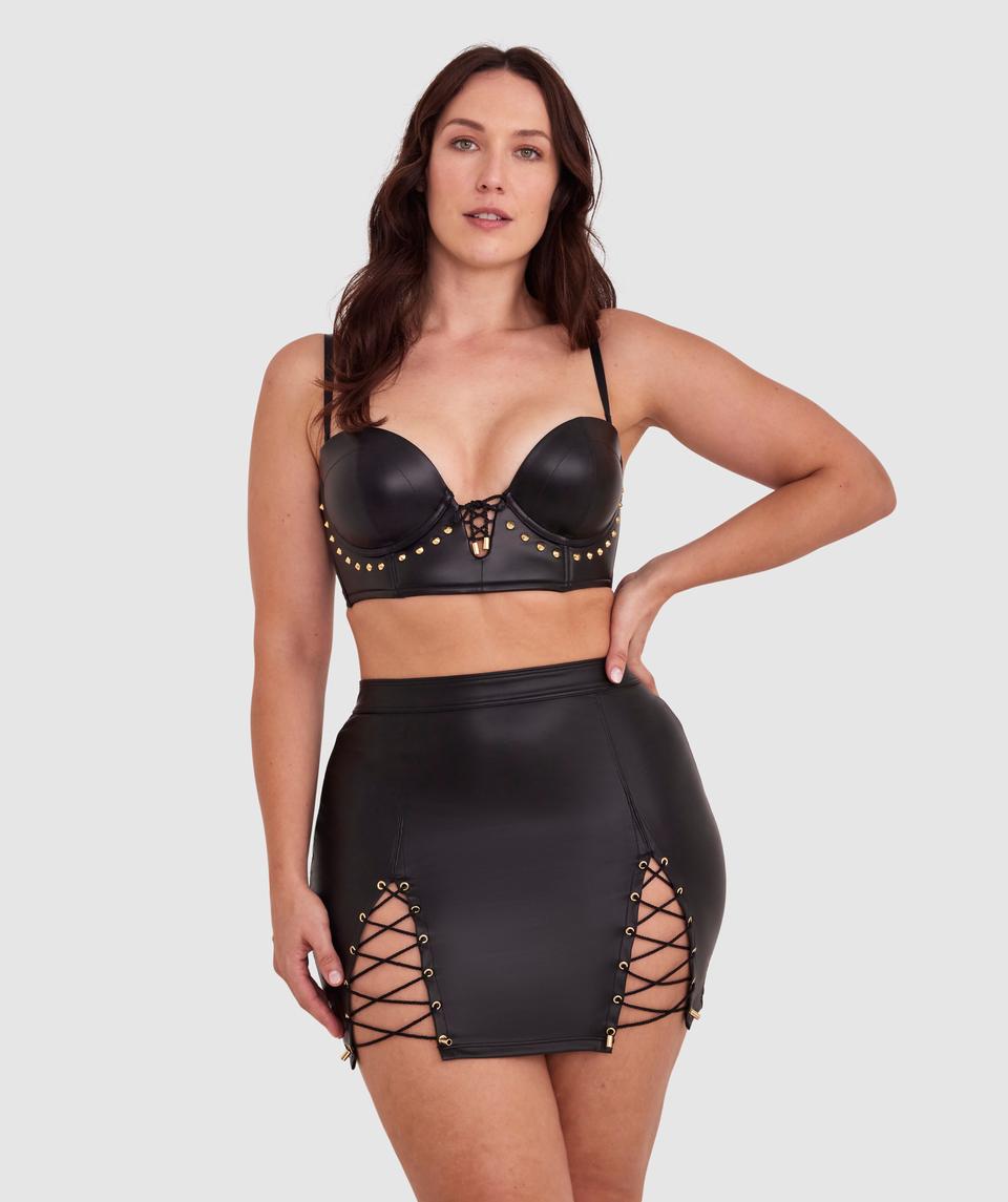 Night Games Saddle Up Lace Up Skirt - Black