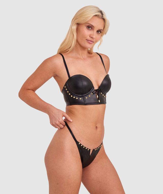 Night Games Saddle Up Plunge Push Up Bra - Black