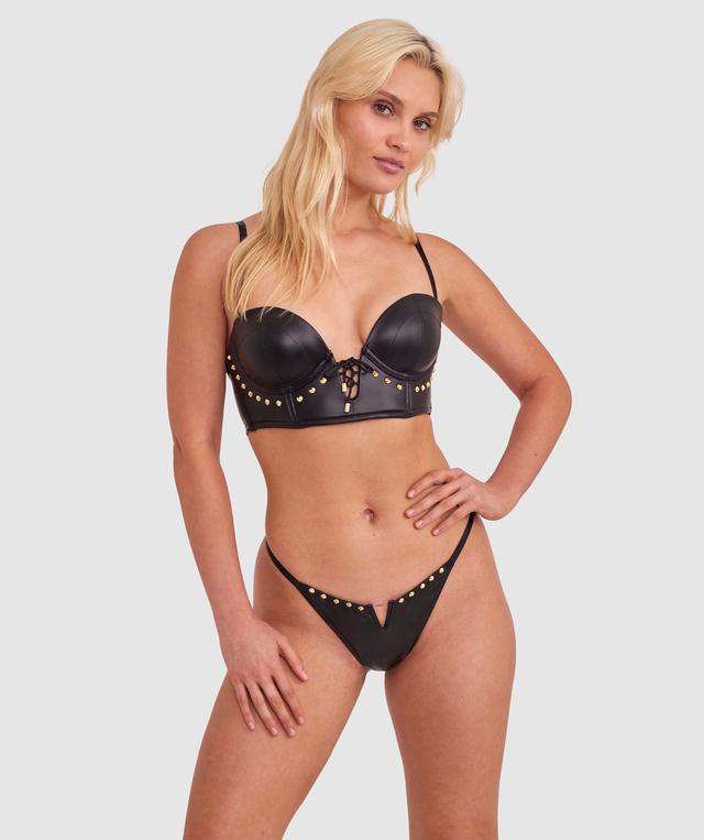 Night Games Saddle Up Plunge Push Up Bra - Black