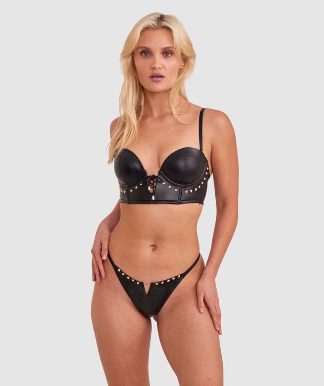 Night Games Saddle Up Plunge Push Up Bra - Black