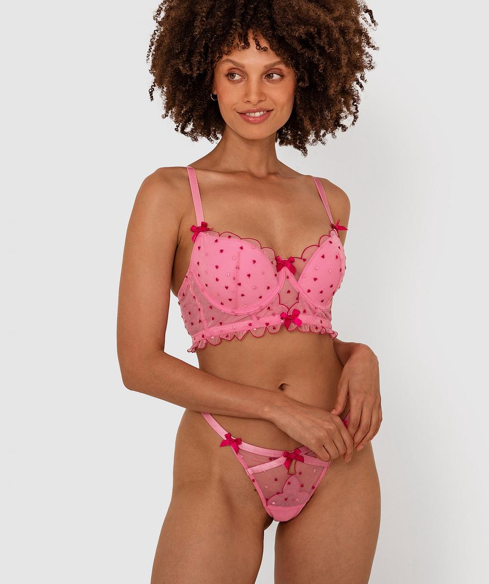 Night Games Secret Lover Push Up Half Cup Bra - Pink